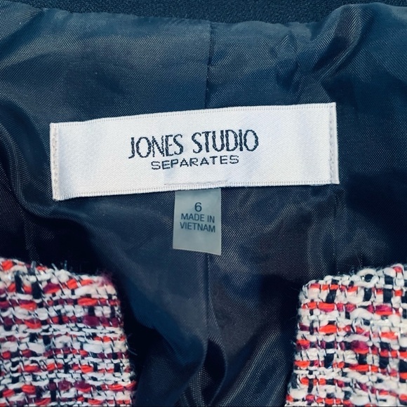 Jones studio separate Tweed preppy professional career Blazer red jacket - Picture 4 of 6